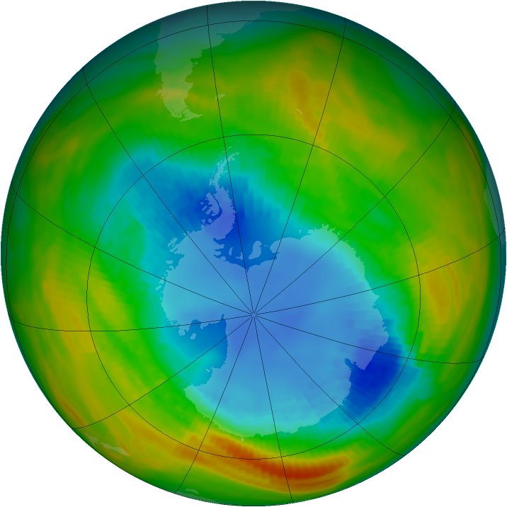 Antarctic ozone map for 27 August 1986